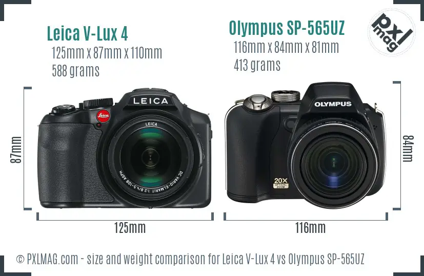 Leica V-Lux 4 vs Olympus SP-565UZ size comparison