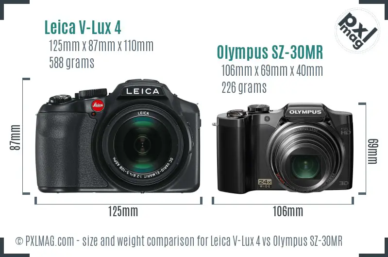 Leica V-Lux 4 vs Olympus SZ-30MR size comparison