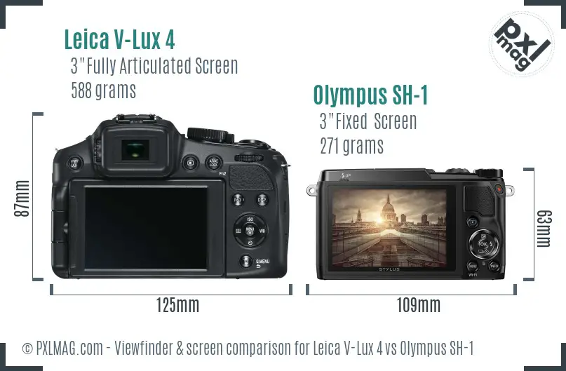 Leica V-Lux 4 vs Olympus SH-1 Screen and Viewfinder comparison