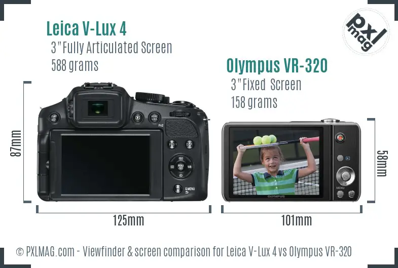 Leica V-Lux 4 vs Olympus VR-320 Screen and Viewfinder comparison