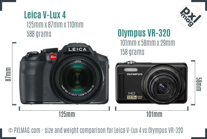 Leica V-Lux 4 vs Olympus VR-320 size comparison