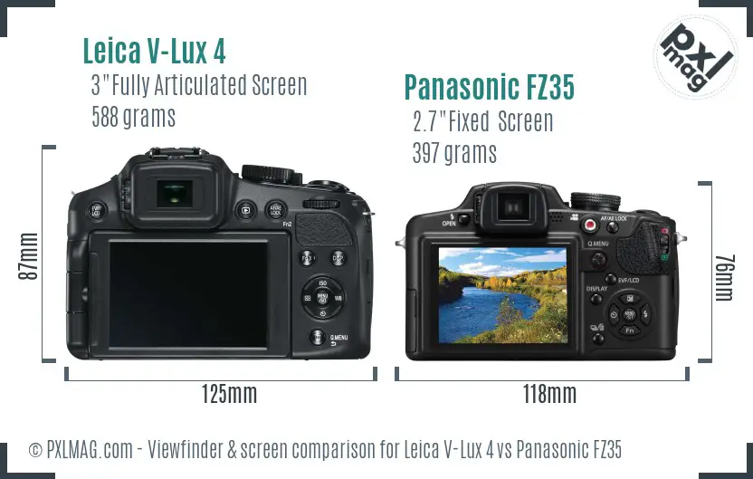 Leica V-Lux 4 vs Panasonic FZ35 Screen and Viewfinder comparison