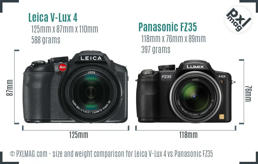 Leica V-Lux 4 vs Panasonic FZ35 size comparison