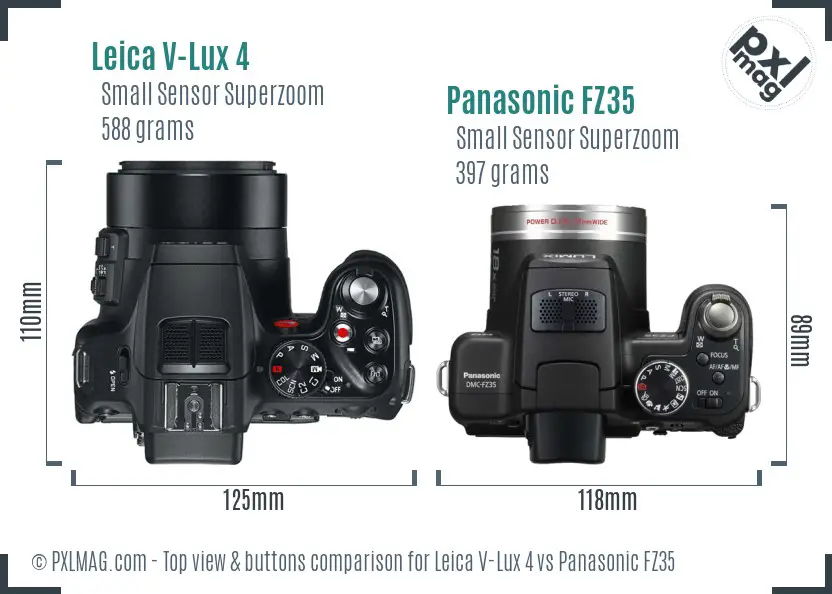 Leica V-Lux 4 vs Panasonic FZ35 top view buttons comparison