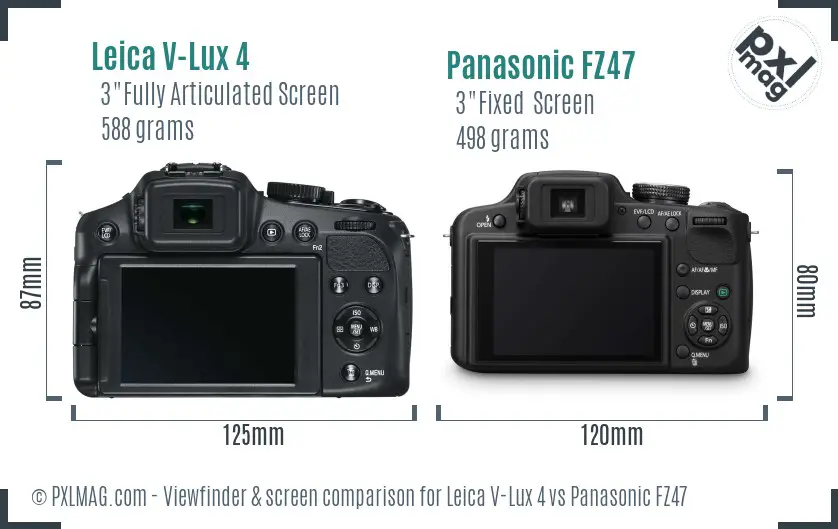 Leica V-Lux 4 vs Panasonic FZ47 Screen and Viewfinder comparison