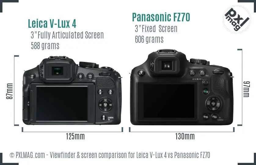Leica V-Lux 4 vs Panasonic FZ70 Screen and Viewfinder comparison