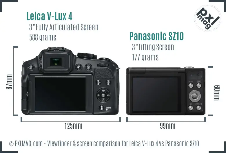 Leica V-Lux 4 vs Panasonic SZ10 Screen and Viewfinder comparison