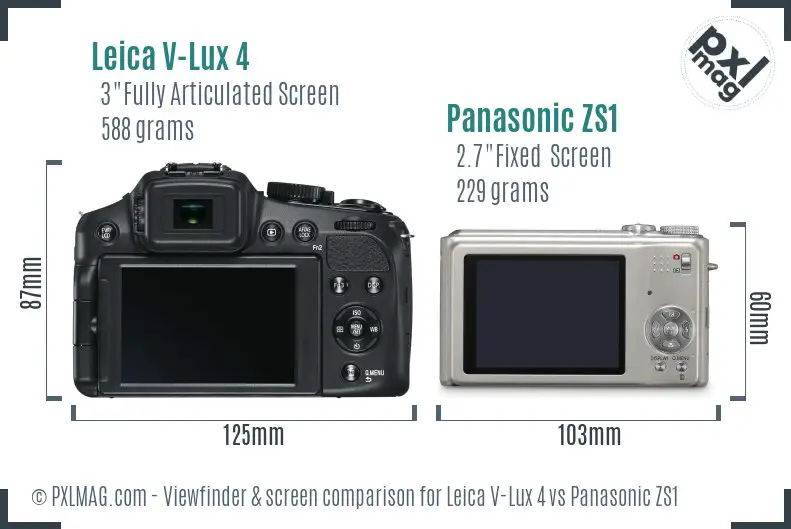 Leica V-Lux 4 vs Panasonic ZS1 Screen and Viewfinder comparison