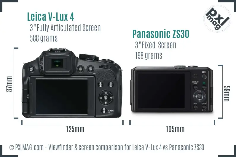 Leica V-Lux 4 vs Panasonic ZS30 Screen and Viewfinder comparison