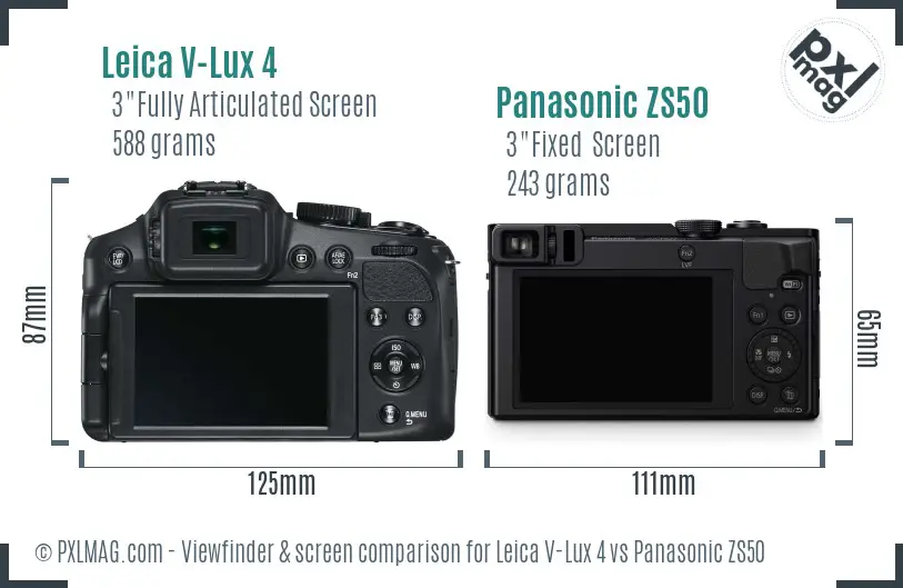 Leica V-Lux 4 vs Panasonic ZS50 Screen and Viewfinder comparison
