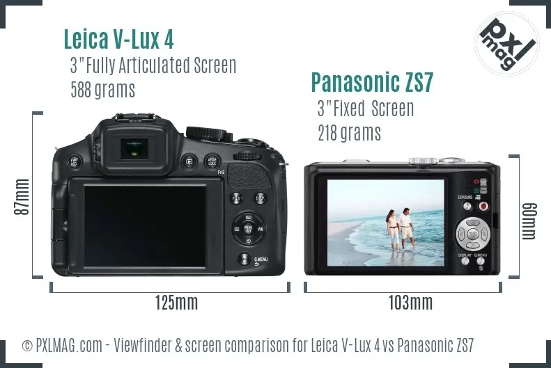 Leica V-Lux 4 vs Panasonic ZS7 Screen and Viewfinder comparison