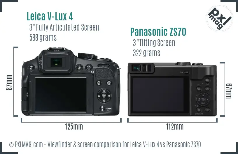 Leica V-Lux 4 vs Panasonic ZS70 Screen and Viewfinder comparison