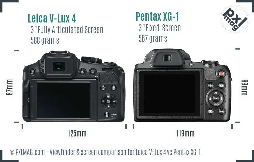 Leica V-Lux 4 vs Pentax XG-1 Screen and Viewfinder comparison