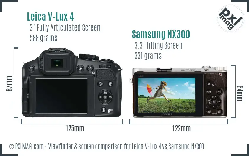 Leica V-Lux 4 vs Samsung NX300 Screen and Viewfinder comparison