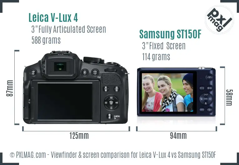 Leica V-Lux 4 vs Samsung ST150F Screen and Viewfinder comparison