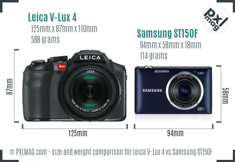 Leica V-Lux 4 vs Samsung ST150F size comparison