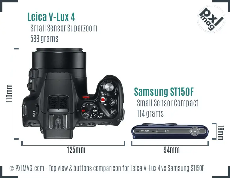 Leica V-Lux 4 vs Samsung ST150F top view buttons comparison