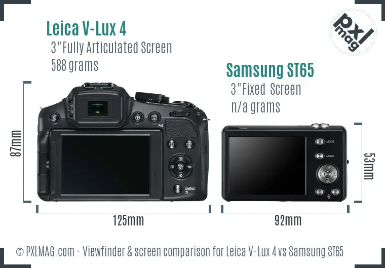 Leica V-Lux 4 vs Samsung ST65 Screen and Viewfinder comparison