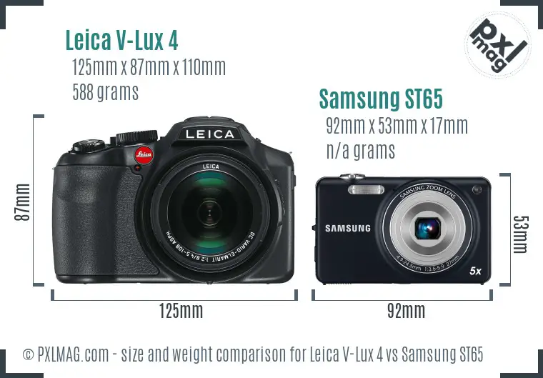 Leica V-Lux 4 vs Samsung ST65 size comparison