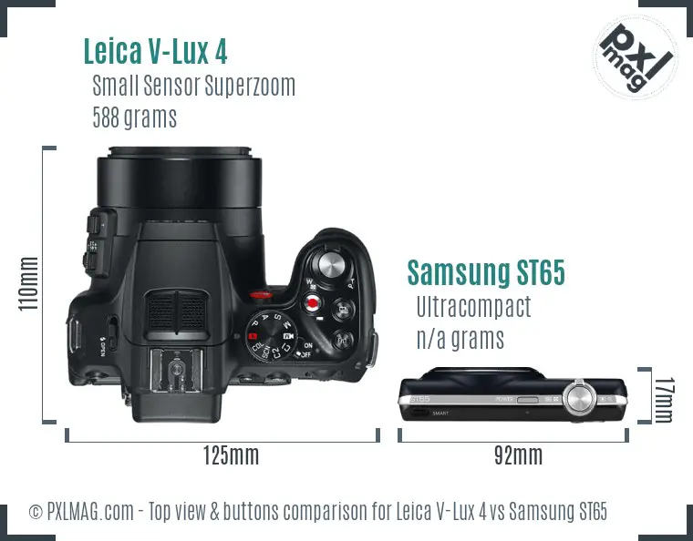 Leica V-Lux 4 vs Samsung ST65 top view buttons comparison