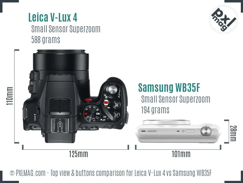 Leica V-Lux 4 vs Samsung WB35F top view buttons comparison