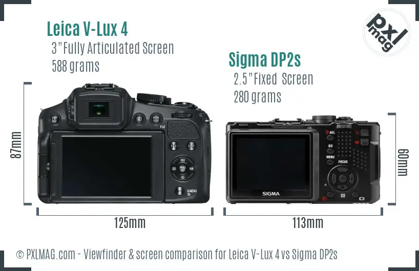 Leica V-Lux 4 vs Sigma DP2s Screen and Viewfinder comparison