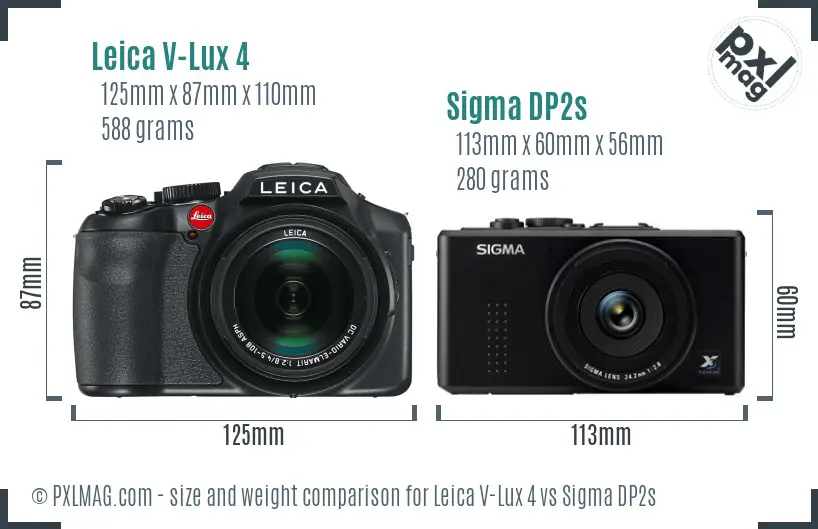 Leica V-Lux 4 vs Sigma DP2s size comparison