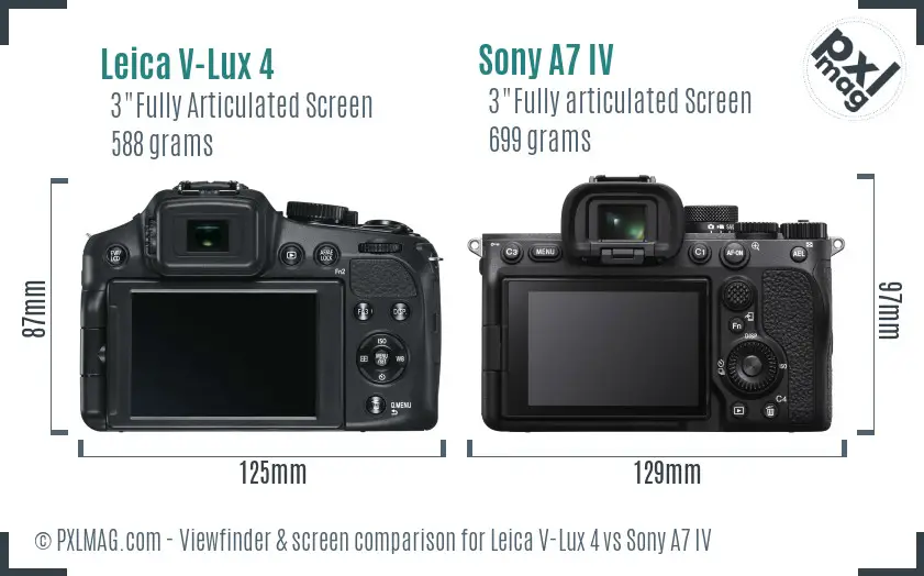 Leica V-Lux 4 vs Sony A7 IV Screen and Viewfinder comparison Leica V-Lux 4 vs Sony A7 IV Screen and Viewfinder comparison