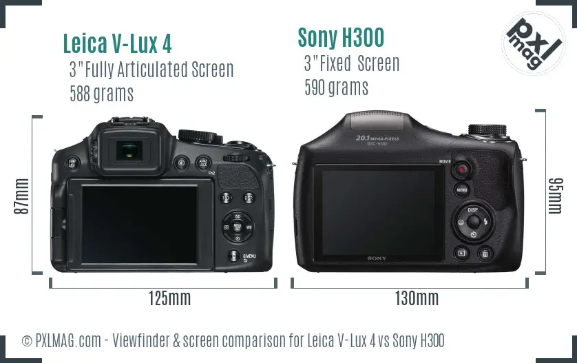 Leica V-Lux 4 vs Sony H300 Screen and Viewfinder comparison