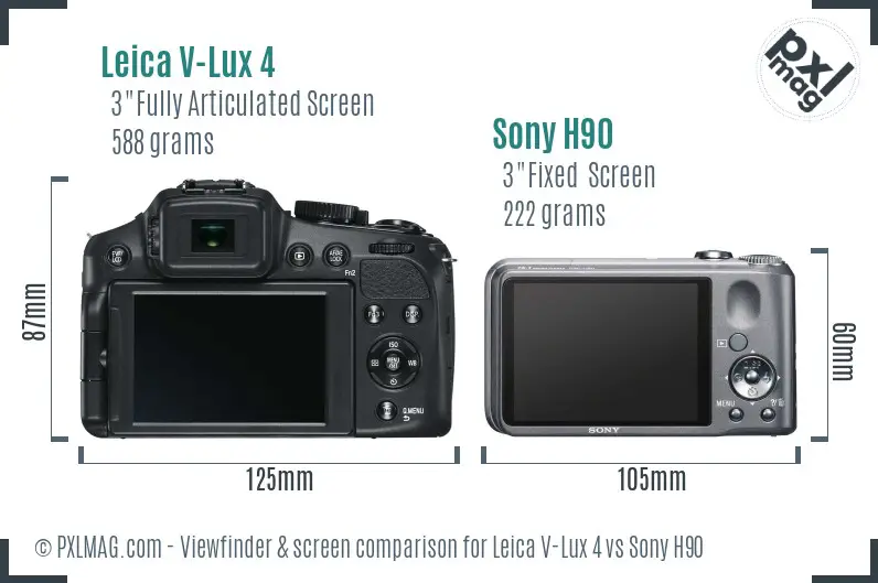 Leica V-Lux 4 vs Sony H90 Screen and Viewfinder comparison