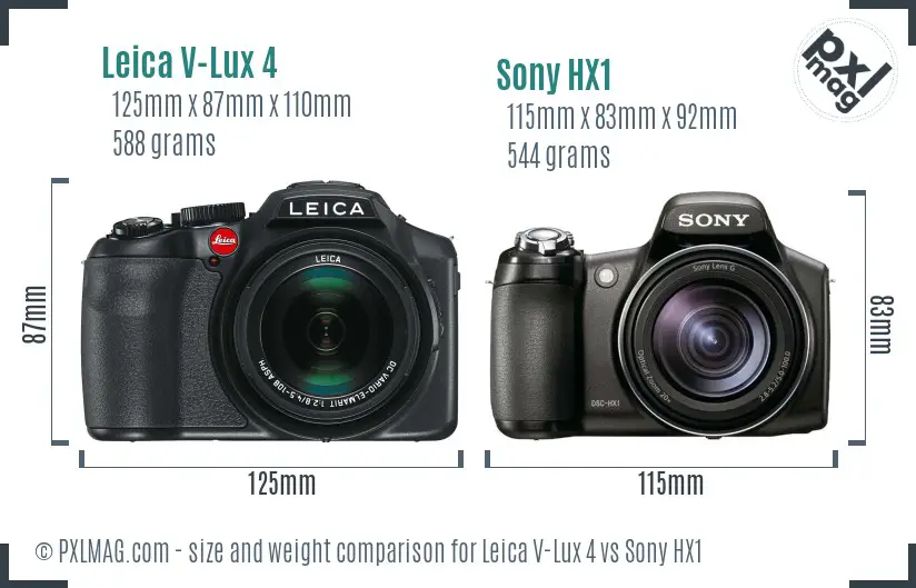 Leica V-Lux 4 vs Sony HX1 size comparison