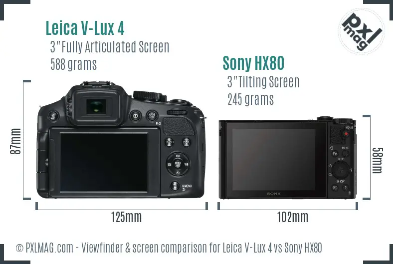 Leica V-Lux 4 vs Sony HX80 Screen and Viewfinder comparison