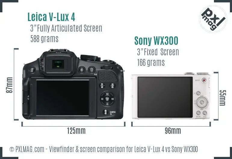 Leica V-Lux 4 vs Sony WX300 Screen and Viewfinder comparison