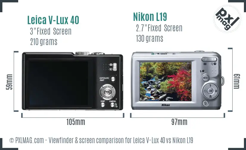 Leica V-Lux 40 vs Nikon L19 Screen and Viewfinder comparison