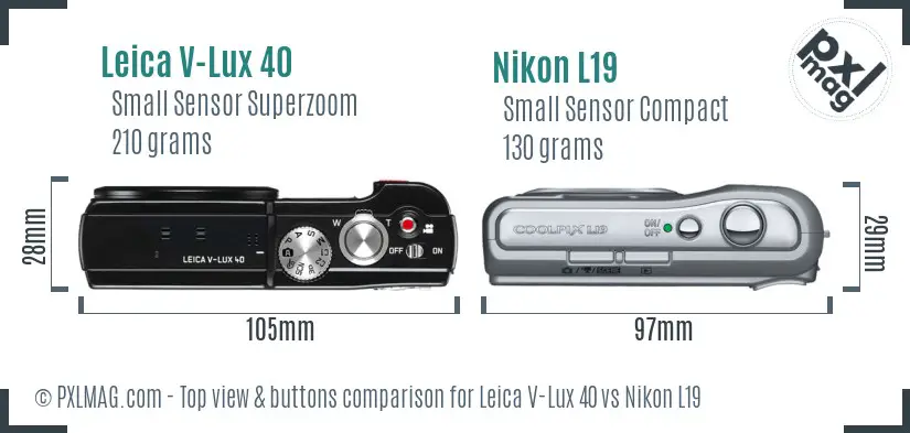 Leica V-Lux 40 vs Nikon L19 top view buttons comparison