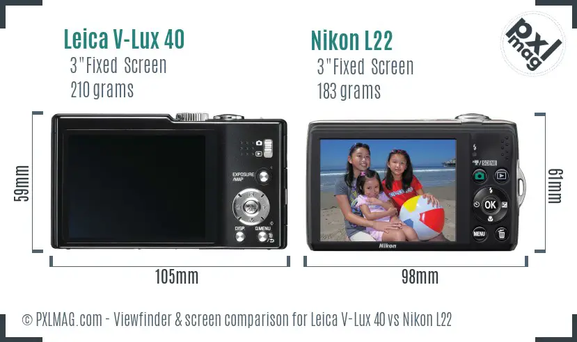Leica V-Lux 40 vs Nikon L22 Screen and Viewfinder comparison
