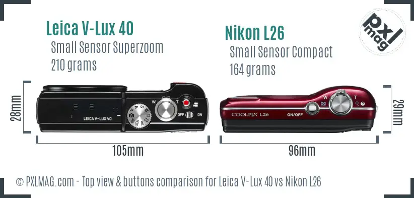 Leica V-Lux 40 vs Nikon L26 top view buttons comparison