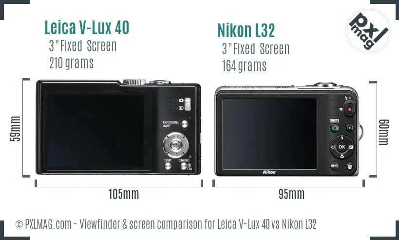 Leica V-Lux 40 vs Nikon L32 Screen and Viewfinder comparison