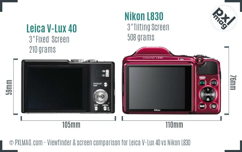 Leica V-Lux 40 vs Nikon L830 Screen and Viewfinder comparison Leica V-Lux 40 vs Nikon L830 Screen and Viewfinder comparison