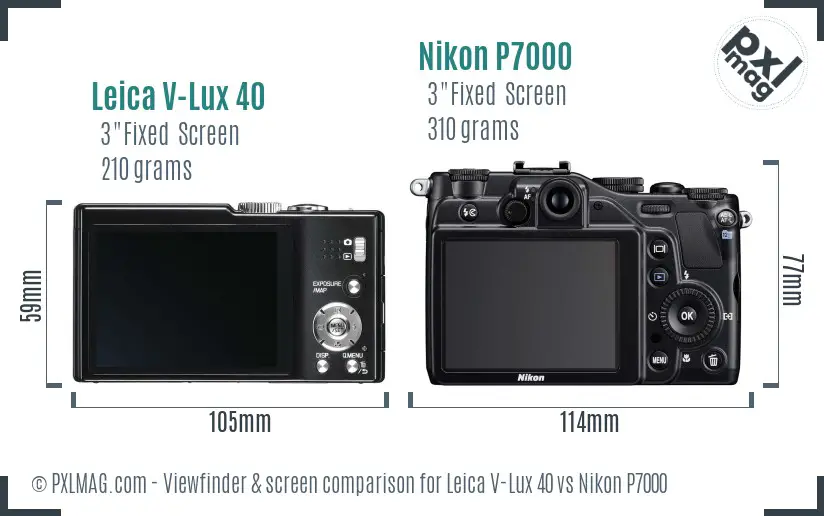 Leica V-Lux 40 vs Nikon P7000 Screen and Viewfinder comparison