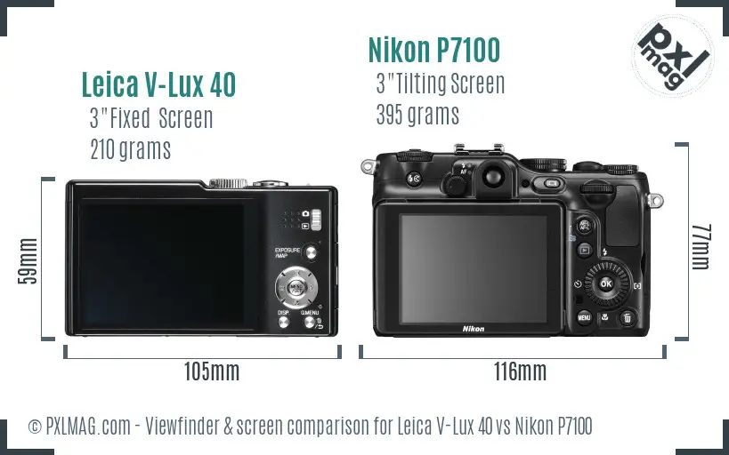 Leica V-Lux 40 vs Nikon P7100 Screen and Viewfinder comparison