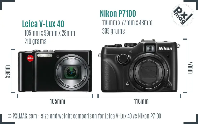 Leica V-Lux 40 vs Nikon P7100 size comparison