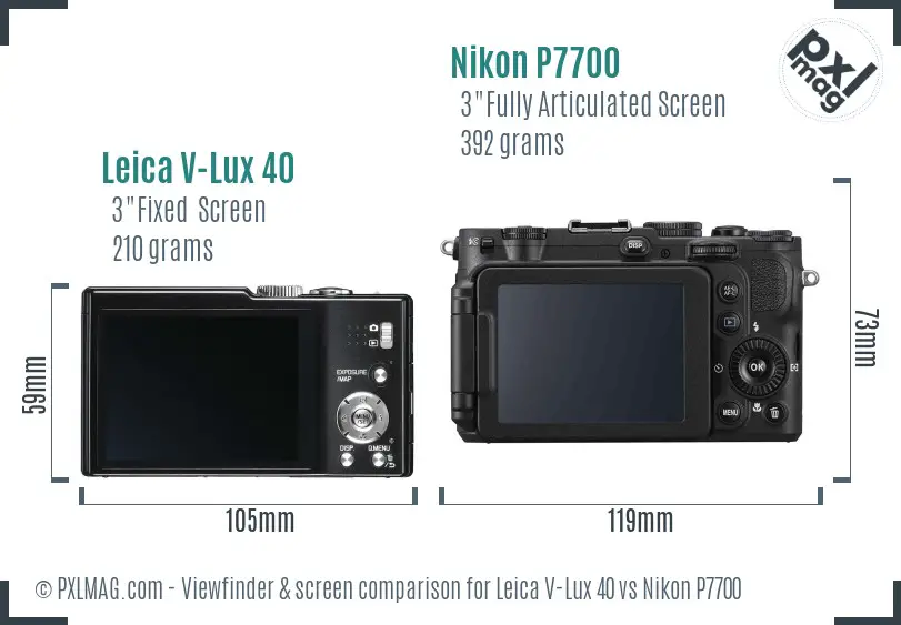 Leica V-Lux 40 vs Nikon P7700 Screen and Viewfinder comparison