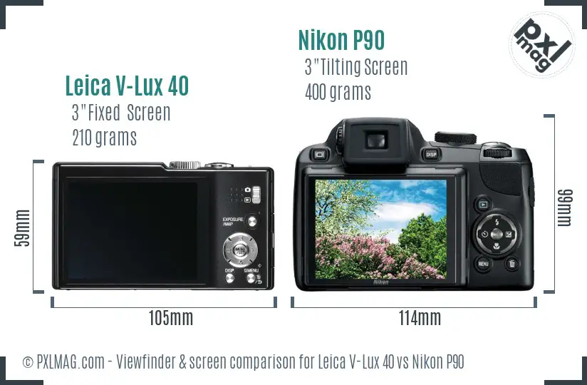 Leica V-Lux 40 vs Nikon P90 Screen and Viewfinder comparison Leica V-Lux 40 vs Nikon P90 Screen and Viewfinder comparison