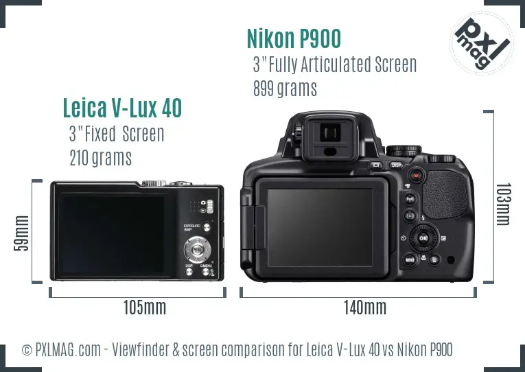 Leica V-Lux 40 vs Nikon P900 Screen and Viewfinder comparison Leica V-Lux 40 vs Nikon P900 Screen and Viewfinder comparison