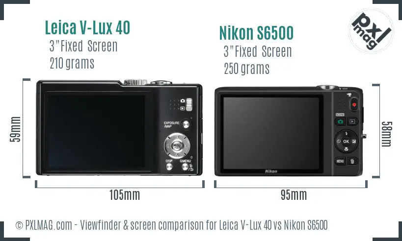 Leica V-Lux 40 vs Nikon S6500 Screen and Viewfinder comparison