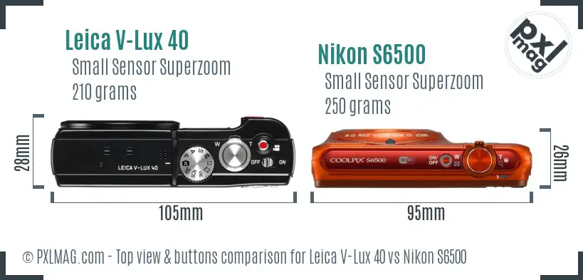 Leica V-Lux 40 vs Nikon S6500 top view buttons comparison