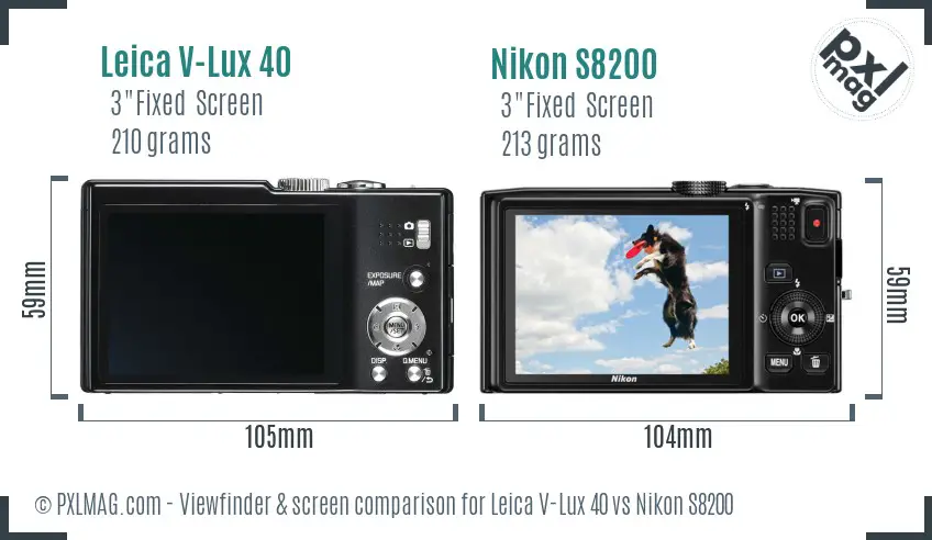 Leica V-Lux 40 vs Nikon S8200 Screen and Viewfinder comparison Leica V-Lux 40 vs Nikon S8200 Screen and Viewfinder comparison