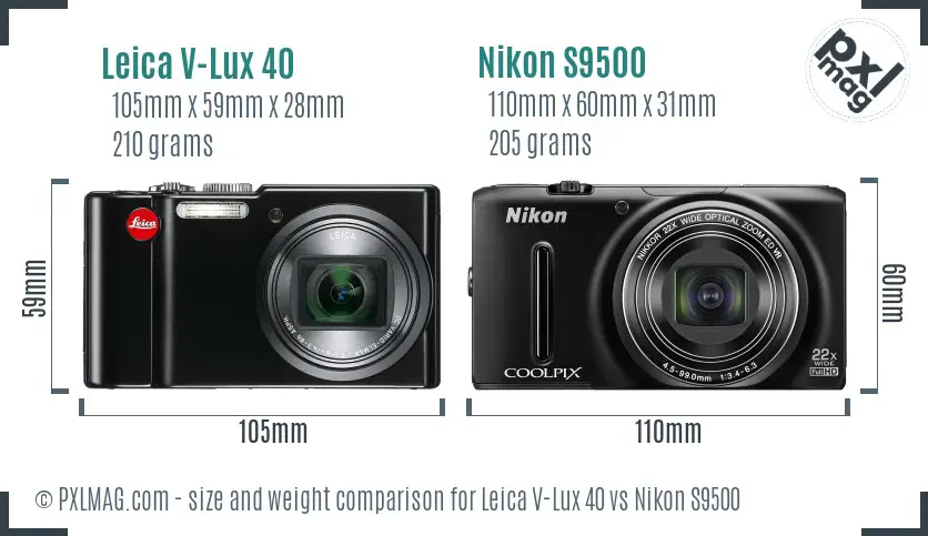 Leica V-Lux 40 vs Nikon S9500 size comparison Leica V-Lux 40 vs Nikon S9500 size comparison