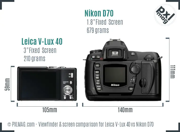 Leica V-Lux 40 vs Nikon D70 Screen and Viewfinder comparison